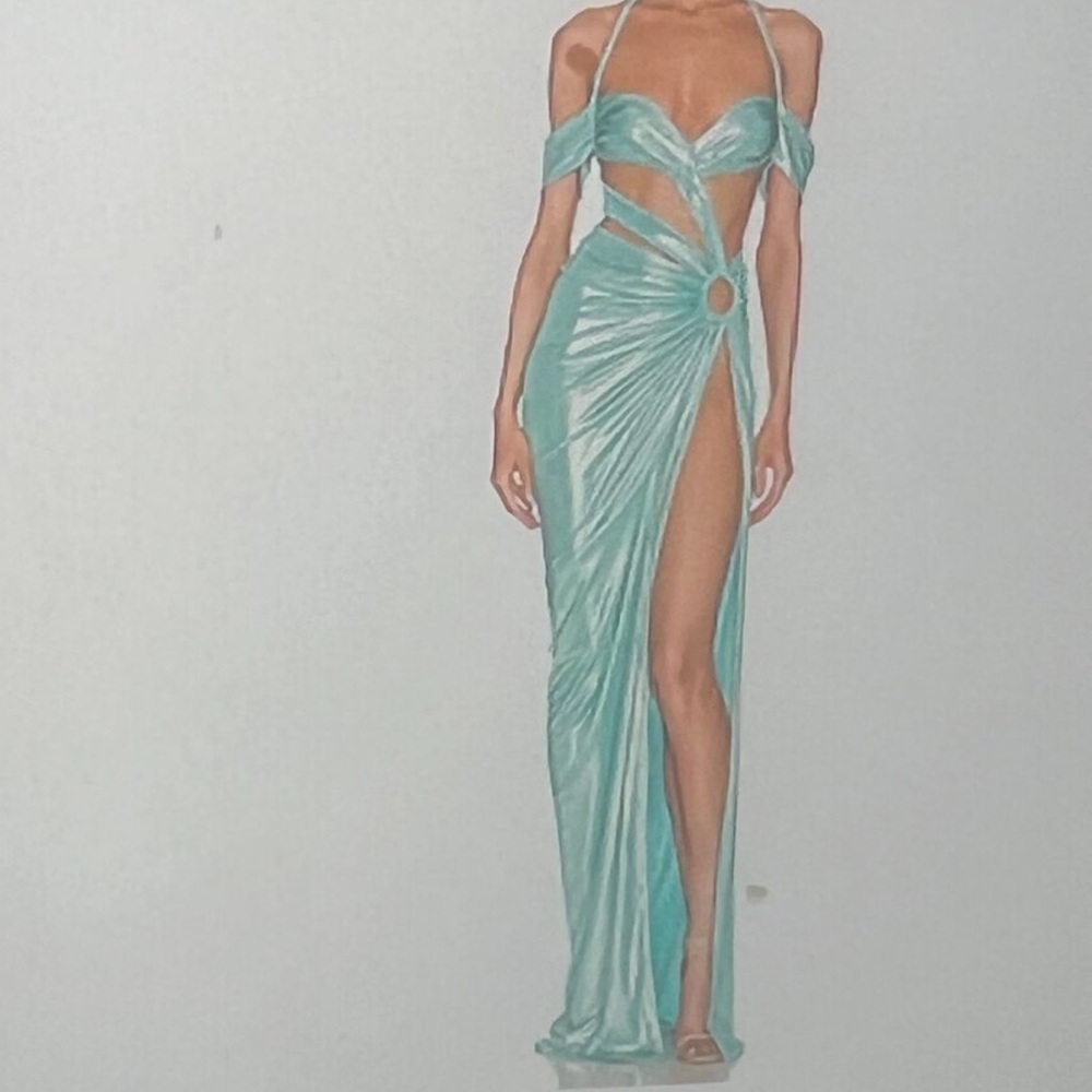 Elegant Backless Aqua Dress